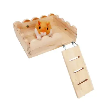 

Pet Wooden Swing, Ladder and Resting Platform Set for Mouse, Chinchilla, Rat