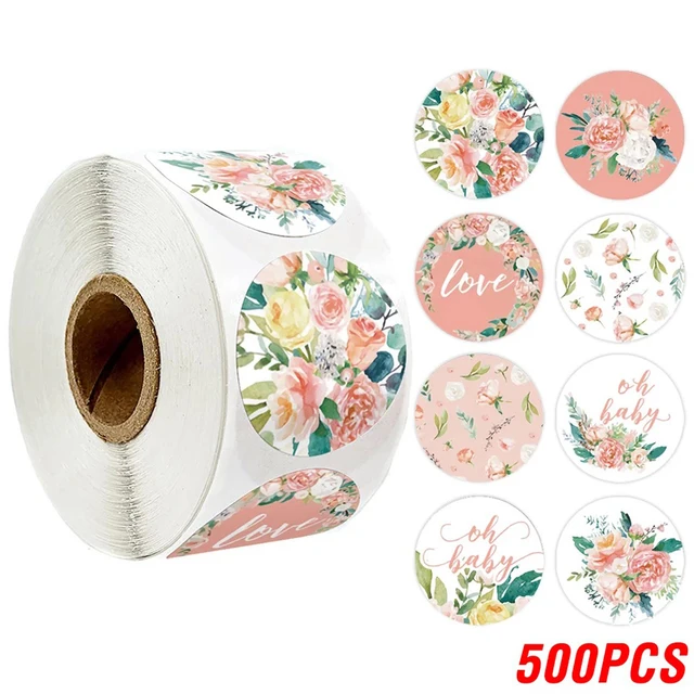 100-500pcs Thank You Sticker Envelope Seal Scrapbook Sticker Pink Heart Cute Round Sticker Stationery Label Stickers YH65-500pcs