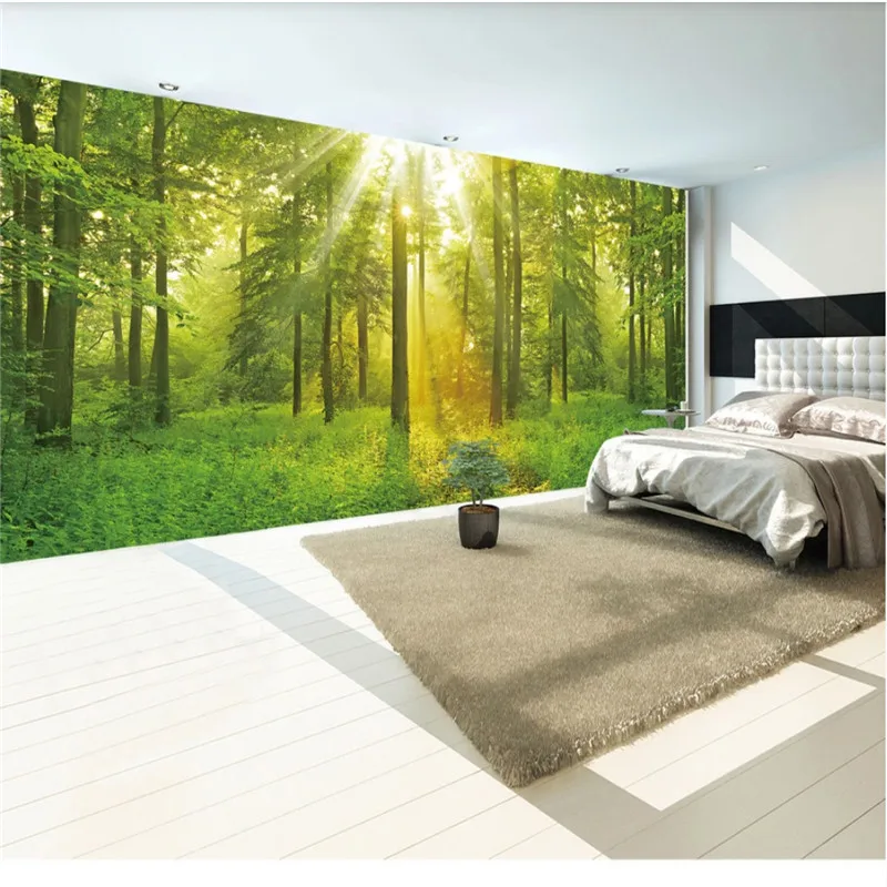Лес полная сцена 3D фото обои натуральный зеленый расширенное пространство настенная гостиная спальня Papel де Parede 3D настенная бумага