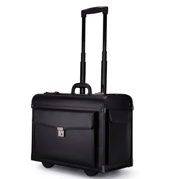 

Trolley case air boarding case 18 inch Pu black business official travel case