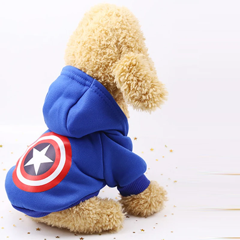 Две ноги одежда с принтом в виде собак Капитан Америка товары для домашних