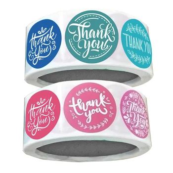 

500pcs Red&Blue Colored Thank You Stickers 1 inch Christmas Stickers Scrapbooking Packaging Seal Labels Stationery Sticker