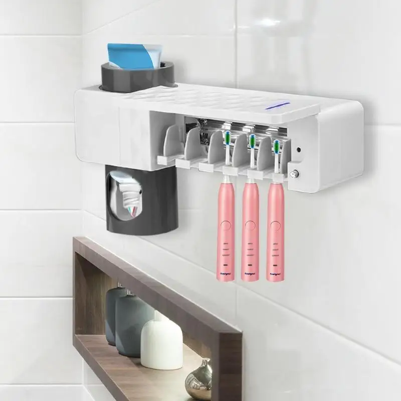 2 в 1 настенный зубная щетка UV держатель стерилизатора Авто Ванная комната комплект для зубной пасты полка для ванной Аксессуары