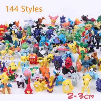 

144Pcs Pocket Monsters Tiny Elf Pikachu Family Decoration Boy Birthday Gift Child Room Decoration