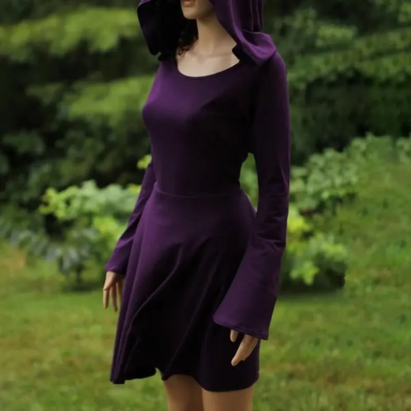 

Gothic Harajuku Backless Hoody Dress Women Autumn Lace Up Elegant Hollow Short Hooded Dress Sexy Pullover Punk Kpop Streetwear