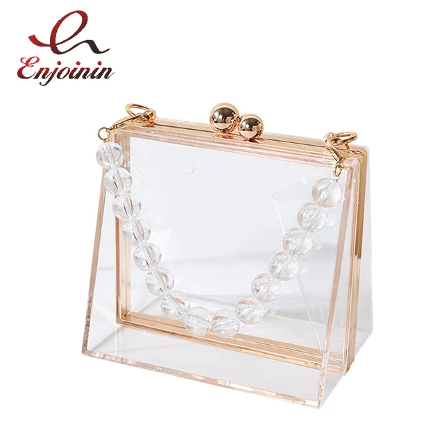 Fashion Women Jelly Bag Transparent Box Bag Wooden Handle Design Handbag  For Women Ladies Wedding Party Purse Female Clutches - AliExpress