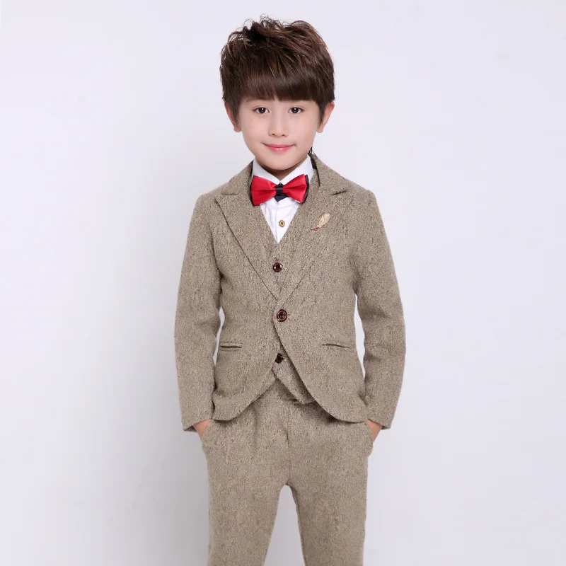 

Flower Boys Formal Wedding Suit Kids England Style Blazer+Pant+Waistcoat+Tie 4Pcs Suit for Boys Kids Party Host Costume