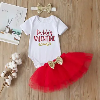 

Summer Newborn Kids Baby Girl Outfit Floral Letters Romper Bodysuit Tops +tutu Tulle Skirt Kids Clothes Sets 9-24 Months