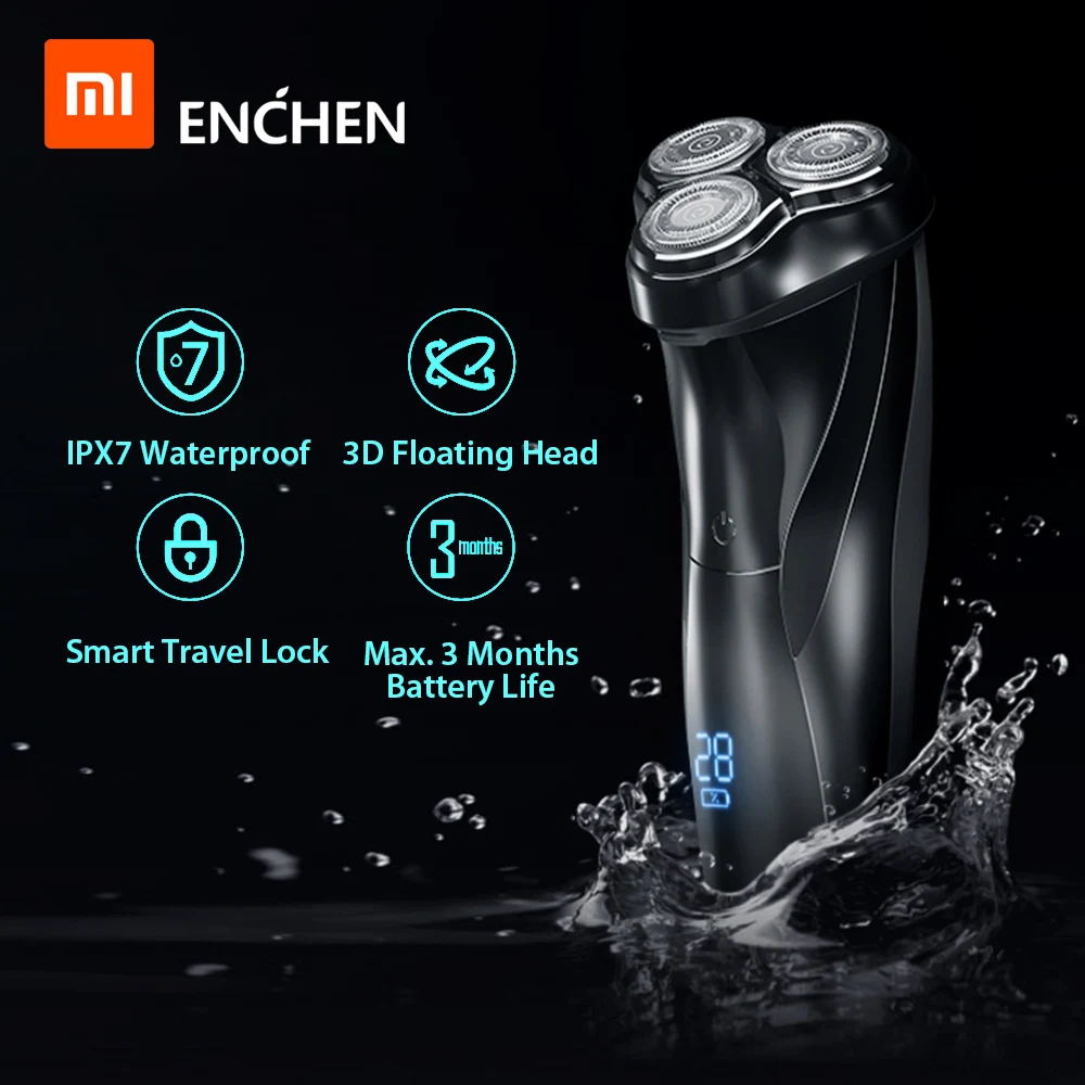 Xiaomi Enchen BlackStone 3 электробритва 3D с тройным плавающим лезвием бритвенные бритвы для мужчин триммер для бороды USB Перезаряжаемый IPX7