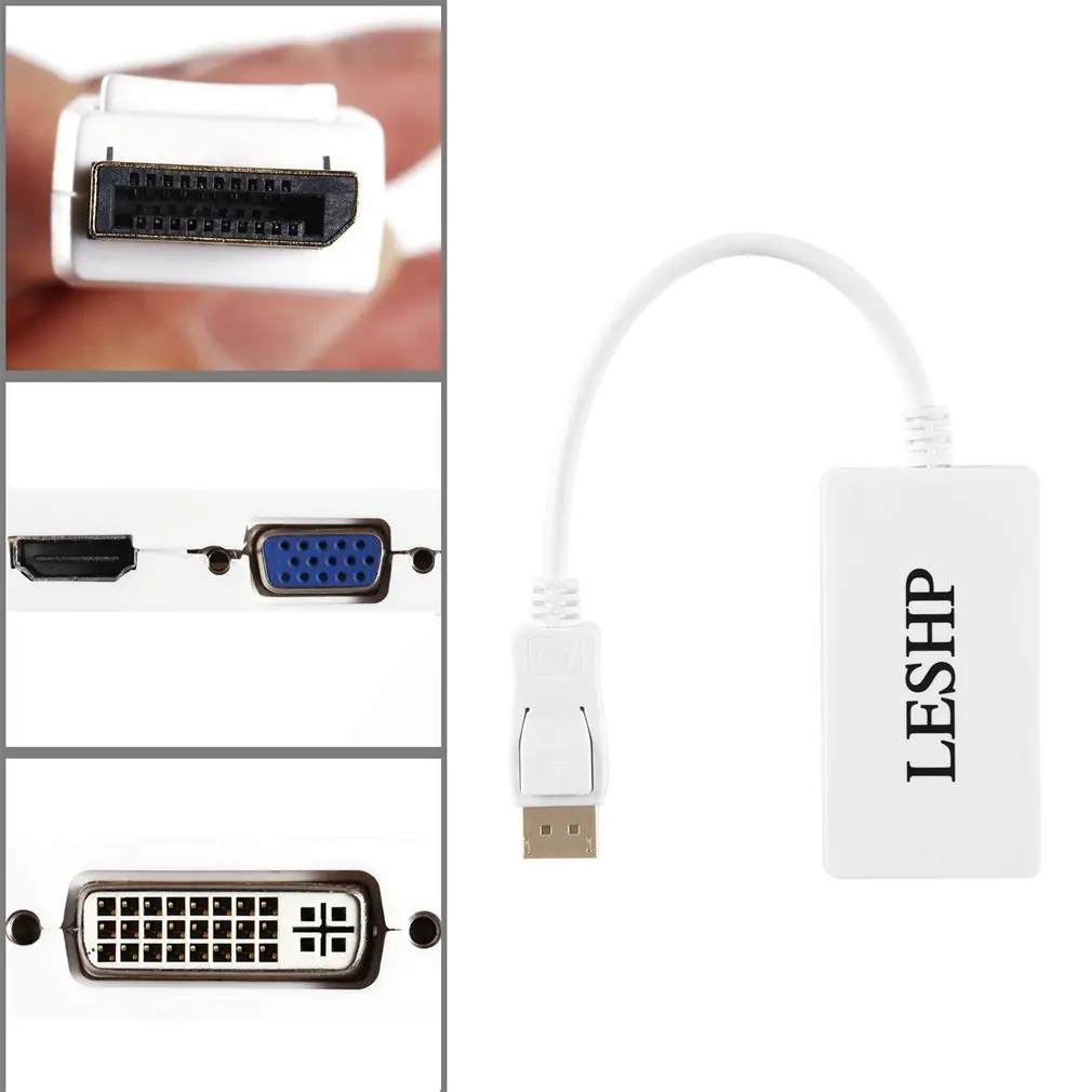 3 в 1 Mini Display Port Thunderbolt MINI DP штекер HDMI DVI VGA Женский адаптер конвертер кабель для Apple