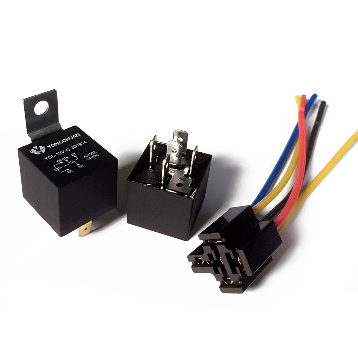 5 Set DC 12V 40A AMP Relay & Socket SPDT 5 Pin 5 Wire YCL-12V-C JD1914 For Auto Car Truck Accessories