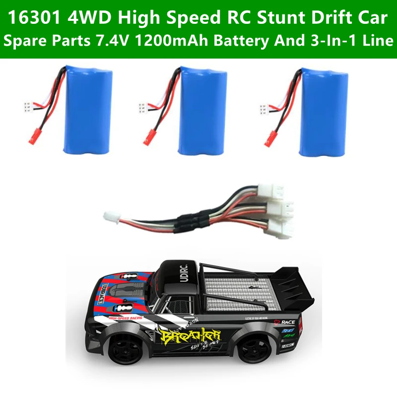 Piezas repuesto para coche teledirigido 16301 4WD 40 KM/H, sistema de estabilidad eléctrica batería 7,4 V 1200mAh, Cable 3 en 1 para coche de control remoto 16301|Partes y accesorios| - AliExpress