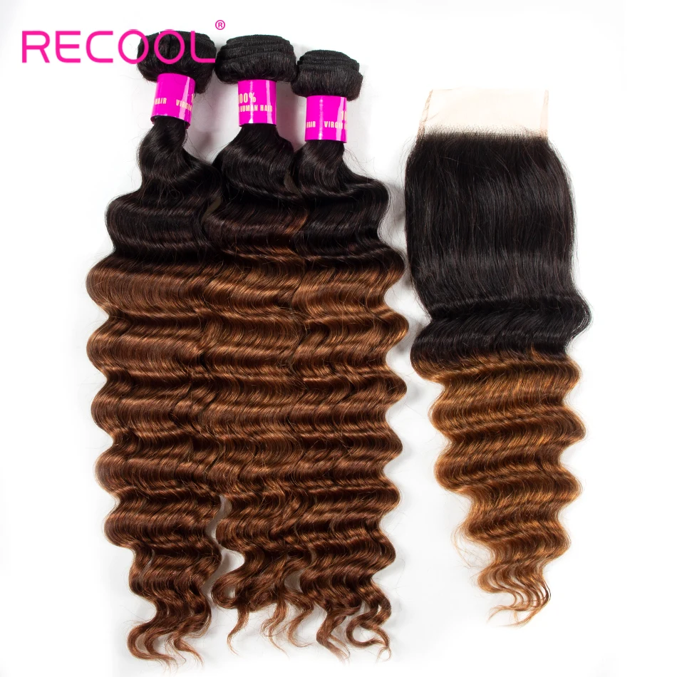 Recool Ombre 1B 30 Бразильские свободные волнистые человеческие волосы пучки с