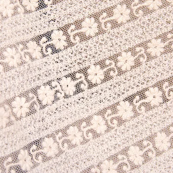 

Cotton Floral Lace Fabric Embroidery Stripe Flower Soft French Lace Fabric For DIY Bridal Dress Curtain Fabric Sewing Supply
