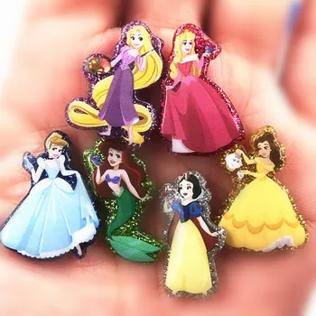 

100PCS Wholesale Mix Cartoon Resin Flat Back Shining Elsa Anna Cinderella Princess Icon Accessories Trinket For DIY Hair Decor
