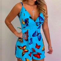 Sexy V-neck Spaghetti Strap Floral Print Women Short Romper Playsuit Female Beach Ruffle Sleeveless 2023 Fashion Casual Jumpsuit - Image 5