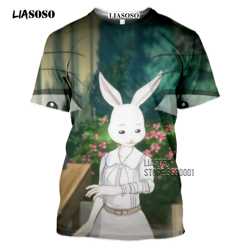 LIASOSO 3D Print Japan Anime BEASTARS Men's T-shirt legoshi Haru Louis Tshirt Women Casual Shirt Cartoon Wolf Rabbit Fitness Top (9)