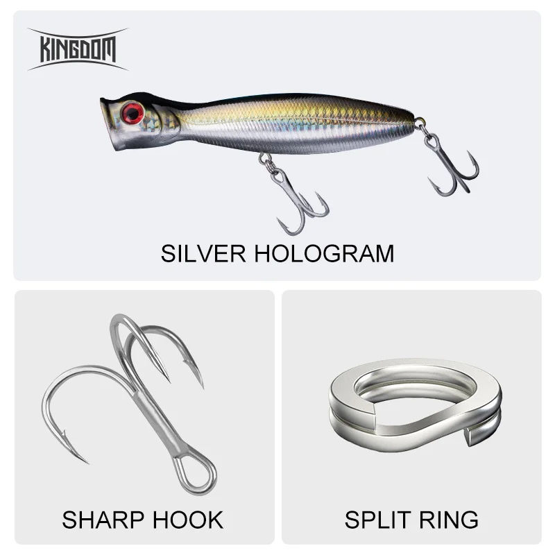 Наживка для рыбы Kingdom жесткая наживка topwater Popper 8cm9.5g 10cm16g 13cm36g плавающая с крючком
