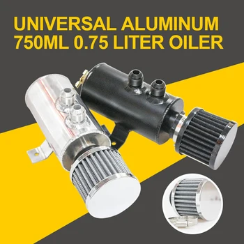 

New 10AN Black Aluminum Car Baffled Engine Oil Catch Can Reservoir Tank 750ml +Breather Filter Baffled Kit Car Accessories TSLM1