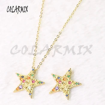 

8Pcs Tiny star pendant necklace Fashion zircon star necklace gift for lady jewelry necklace wholesale necklace