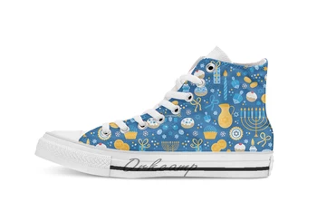 

Happy Hanukkah Pattern breathable Casual High Top lace-up Canvas shoes sneakers Drop shipping
