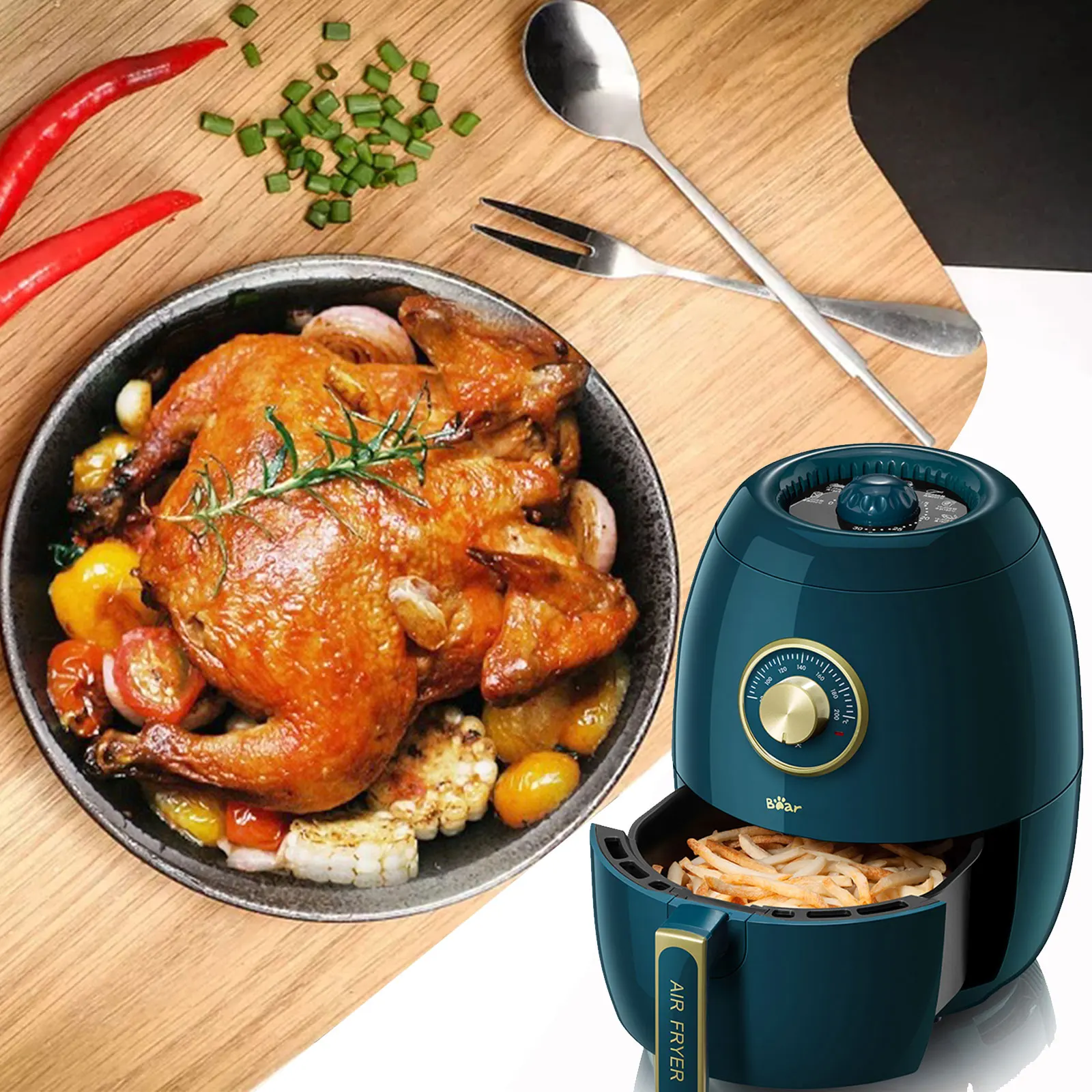 Bear 1350W 3L Electric Air Fryer Oven Intelligent Deep Airfryer without Oil Home Healthy Air