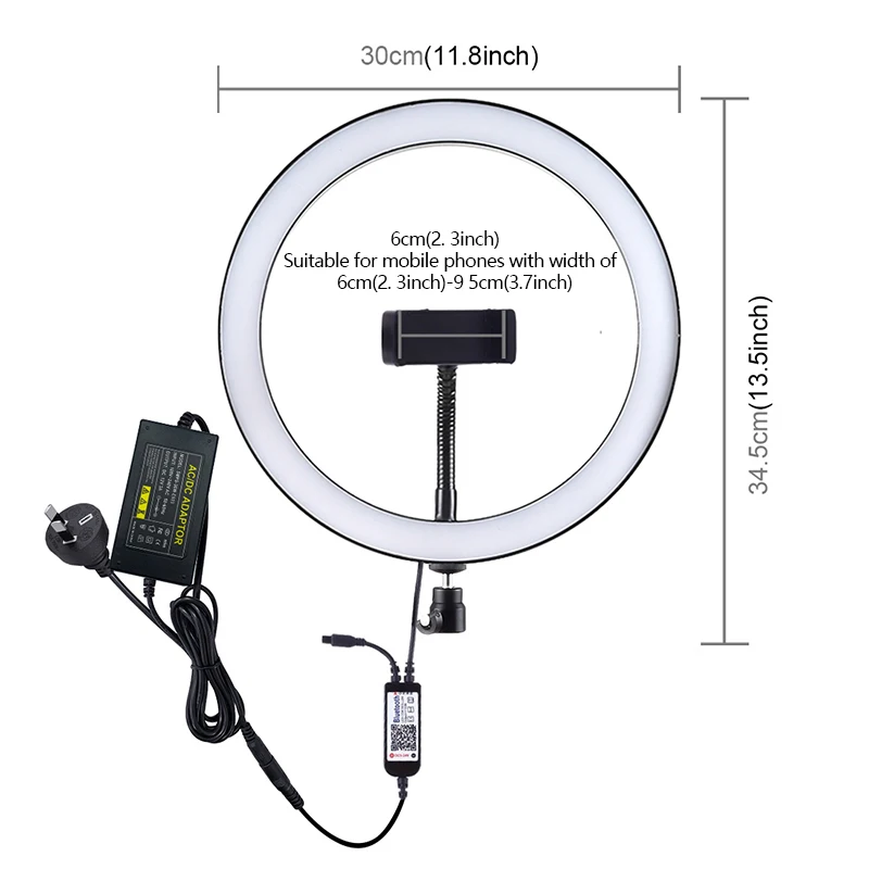 12 дюймов фотография светильник ing 6000-6500k затемнения светодиодный селфи кольцо светильник RGB видео кольцевой светильник Vlog Tik Tok Youtube прямые трансляции