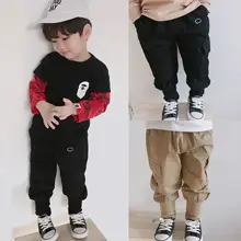 Весна стиль японо-Стиль популярный бренд детская одежда Для мужчин и Для женщин детская одежда с узором для мальчиков, комбинезон, повседневные штаны