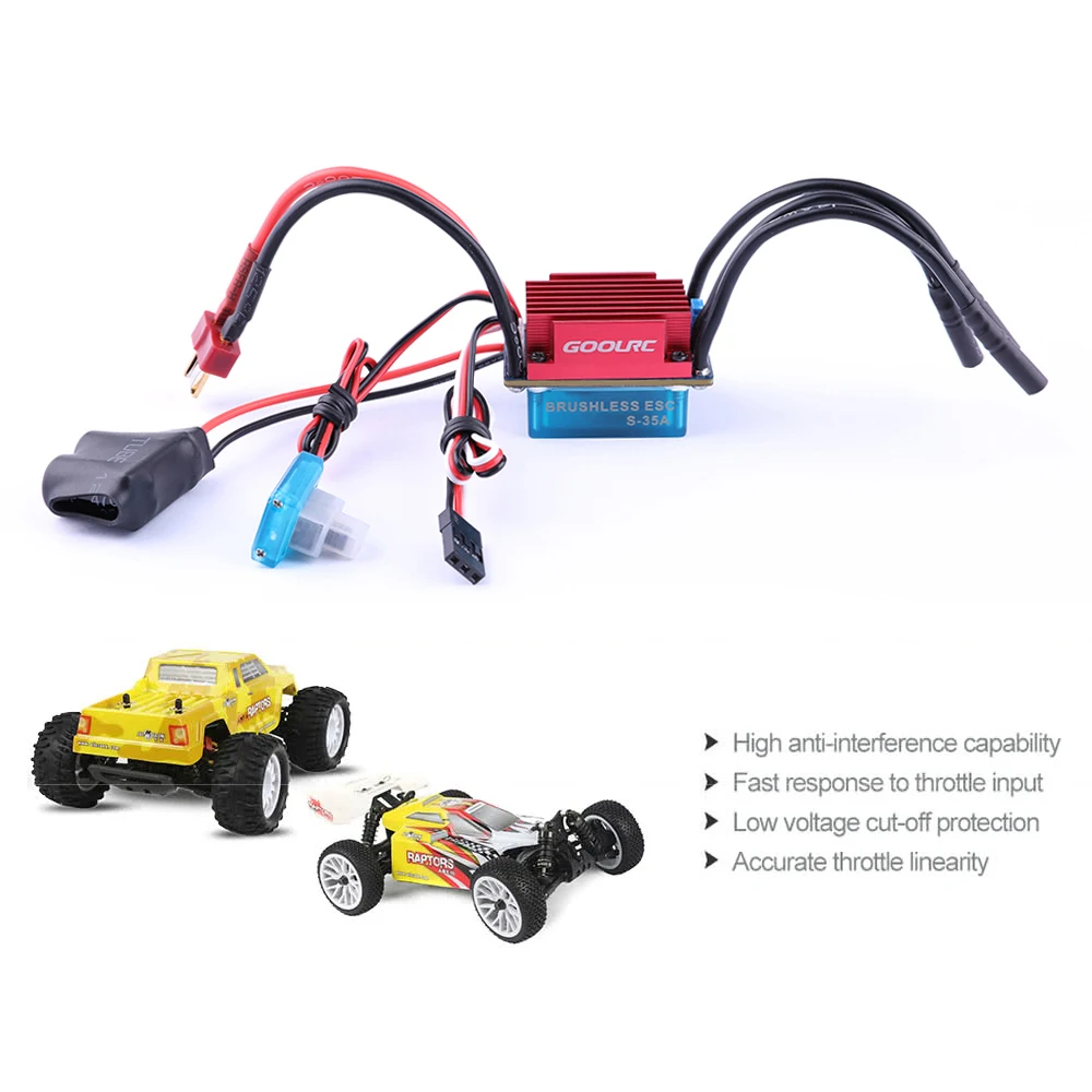 

Original GoolRC S2435 4800KV Sensorless Brushless Motor and 35A Brushless ESC Combo Set for 1/16 1/18 RC Car Truck