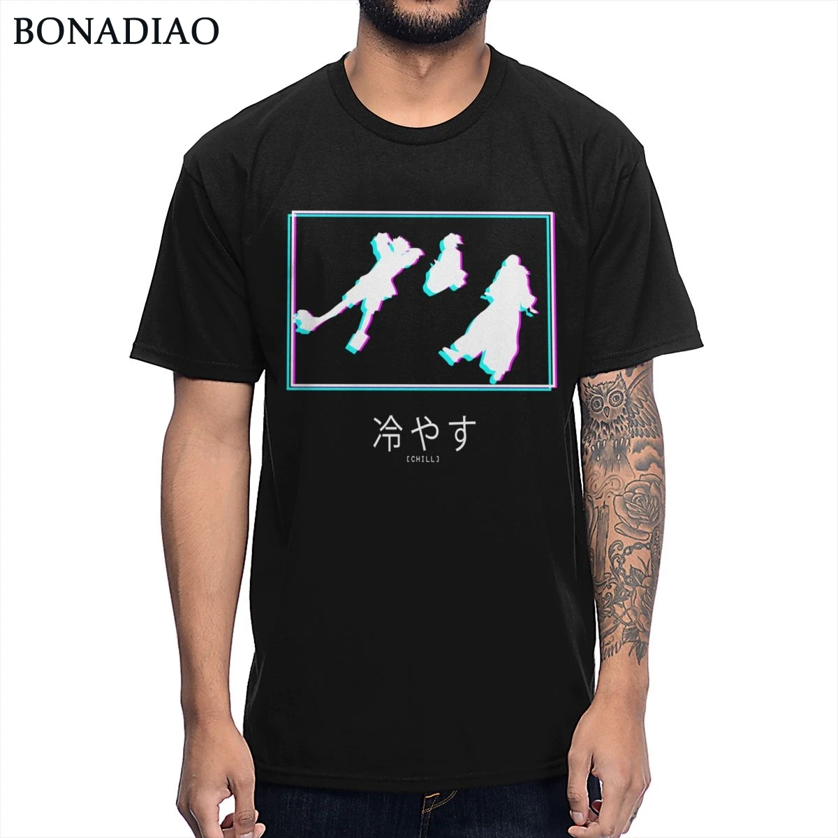 Vaporwave Samurai Champloo Jin Mugen Fuu T shirt Men's 2019 New Round Collar Retro Manga Print T-shirt | Мужская одежда