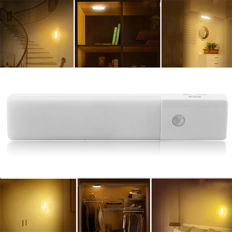  LED USB Chargeable Motion Sensor Night Light Human Body Induction Light Sensor Lamp for Wardrobe Co - 4000124463169