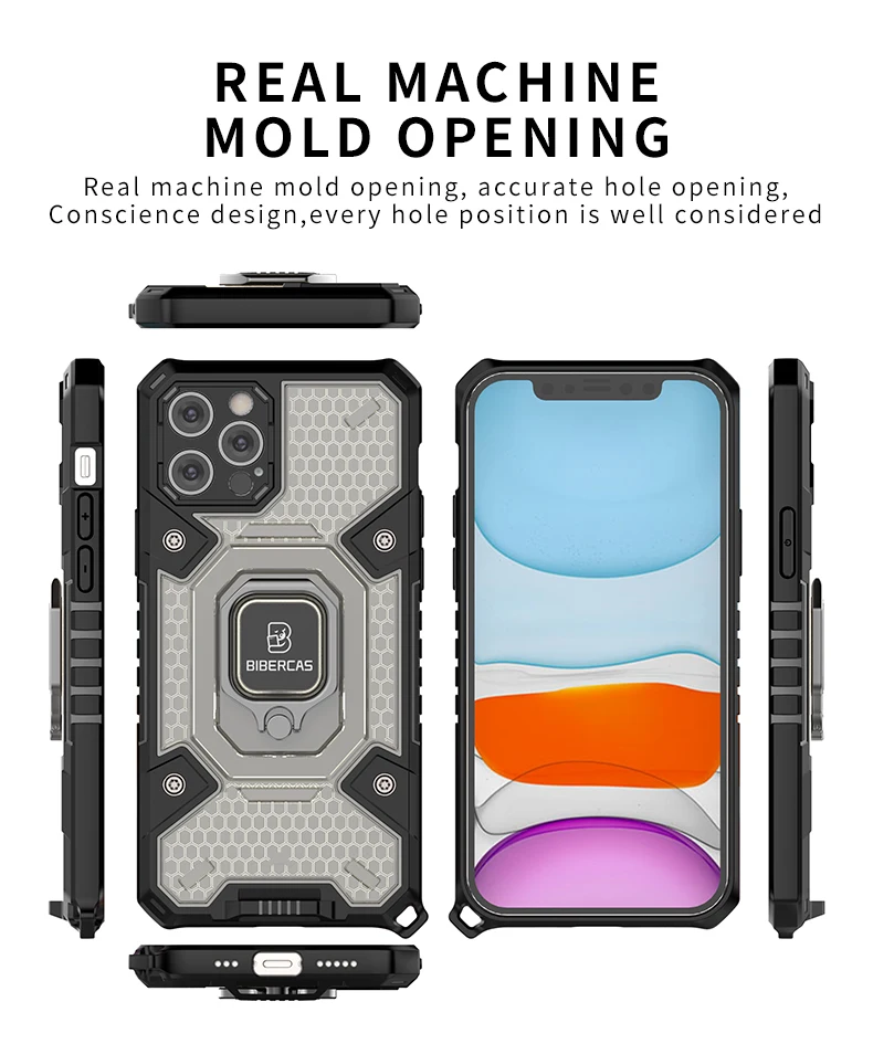 Armor With Ring Holder Cover For iPhone 13 12 Pro Max 11 Mini XR X XS Case Silicone Luxury Shockproof Phone Case Coque Fundas iphone xr clear case