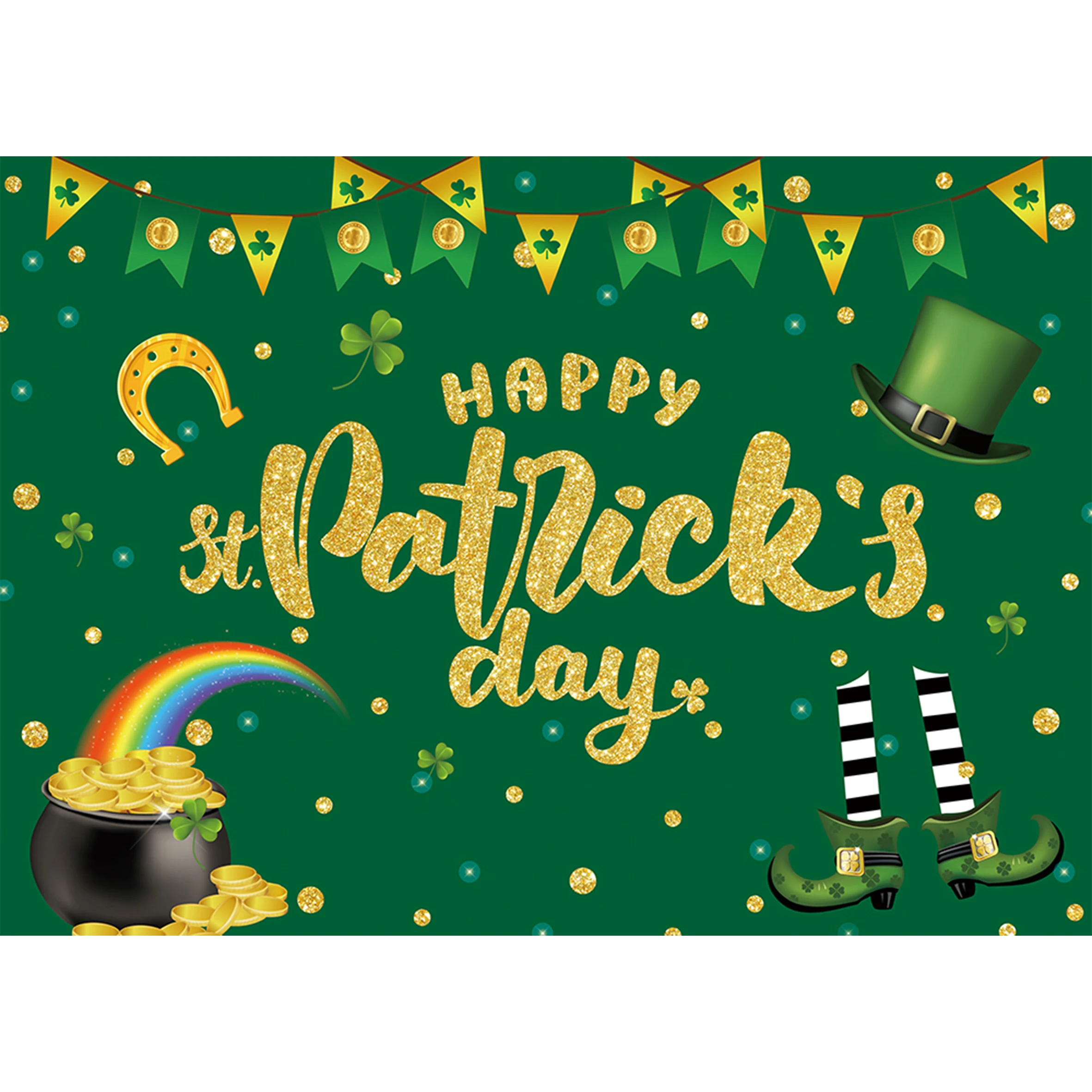 Patricks Day Party Background Spring Rainbow Clover Flowers Green Lawn Leprechaun Party Banner Wallpaper Kids Adult Photo Studio Props DORCEV 10x8ft Happy St Patricks Day Photography Backdrop St 