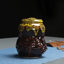 Gourd Shape Tea Box Canister Kitchen Coffee Powder Organizer Tea Tin Can Storage Ceramic Jar Tea Caddies Dampproof Seal Caddy