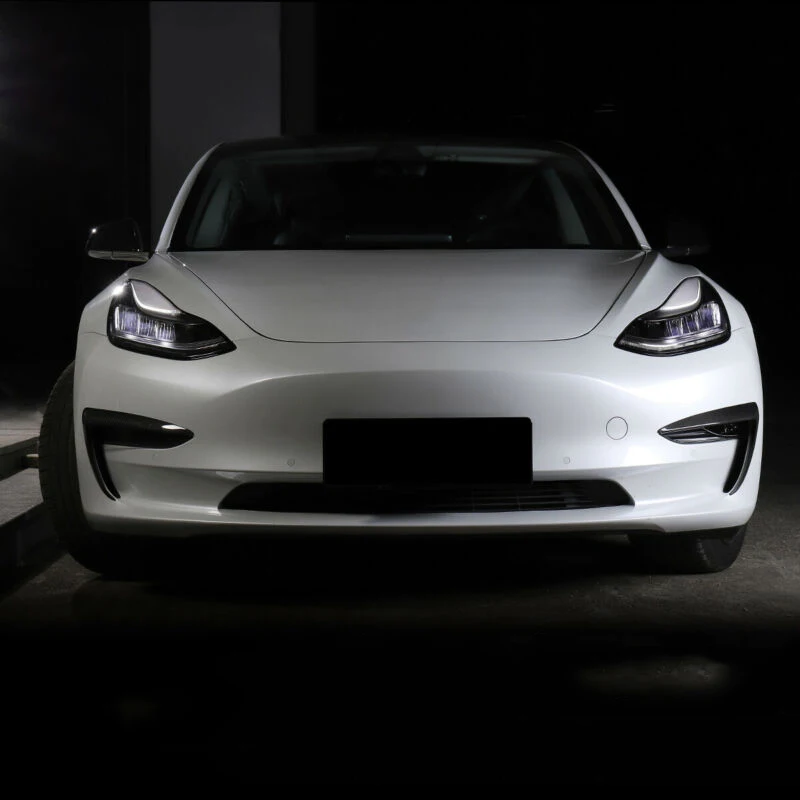 Автомобильный бампер из углеродного волокна модификация для Tesla модель 3 Защита фар 2 шт