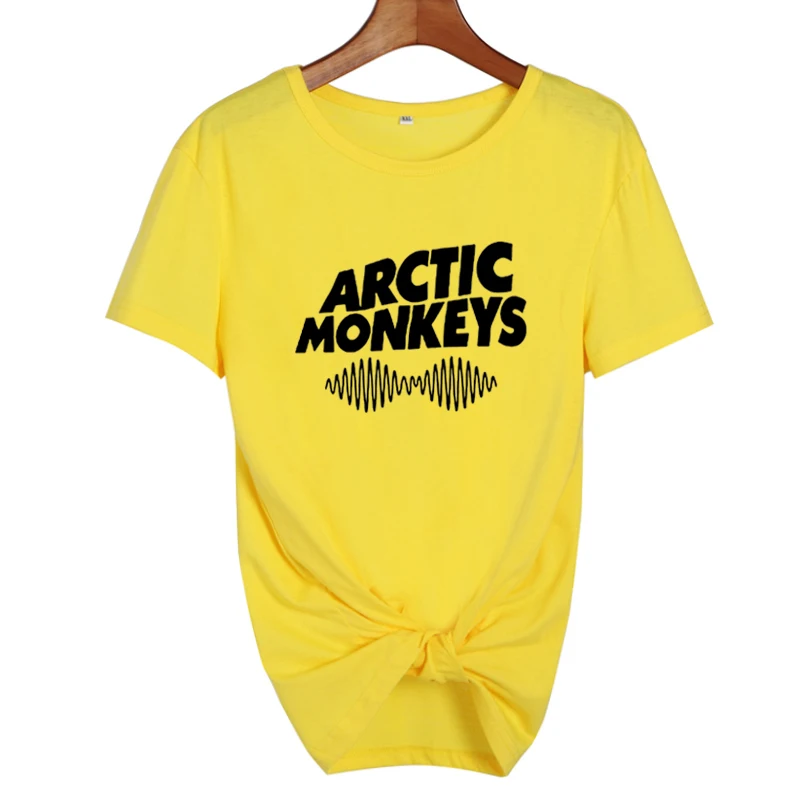yellow-black Arctic Monkey Sound Wave женская футболка Tumblr Топы панк-рок Харадзюку Tumblr Music Футболка женская черная белая футболка Femme - Цвет: yellow-black