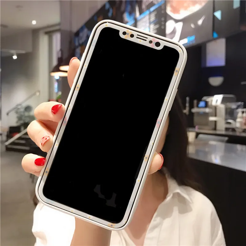Для iPhone 11 pro max/XS Max flowers задняя крышка из закаленного стекла пленка для экрана iPhone X XR 7 8 6s Plus постельное белье держатель 8plus