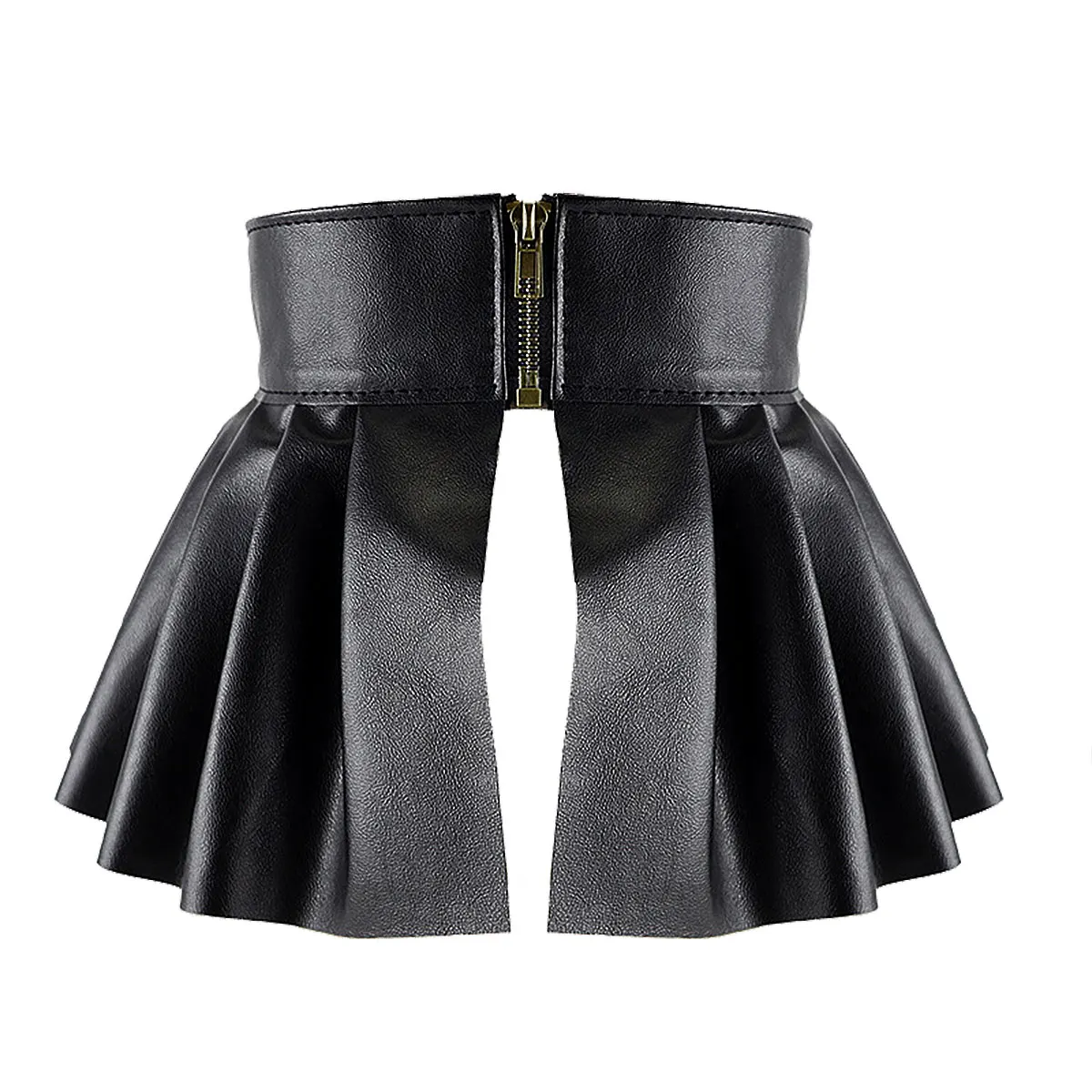 

Women Femme Wetlook PU Leather Skirt Belt Harajuku Wide Waistband Skirts Sexy Pole Dance Pleated Peplum Cinch Belts Rave Costume