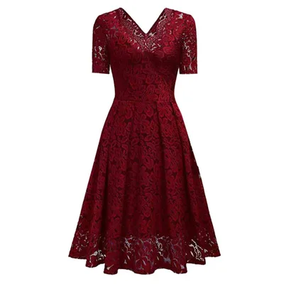 wine red Цвет красного вина секси Вечеринка платья с открытыми плечами для Для женщин Винтаж кружева с длинными/короткими/3/4 рукавами Robe Femme Повседневное платья женские вечерние ночное - Цвет: wine red