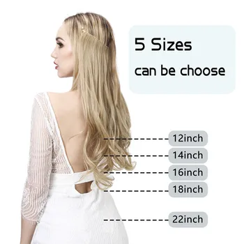 No Clip Wave Halo Hair Extensions Ombre Synthetic Natural Black Blonde Pink One Piece False Hairpiece Fish Line Fake Hair Piece 2