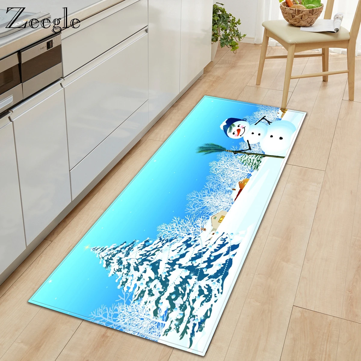 Zeegle напечатанный Рождественский кухонный Придверный коврик абсорбирующий коврик для воды украшение дома креативный Коврик Противоскользящий коврик для гостиной