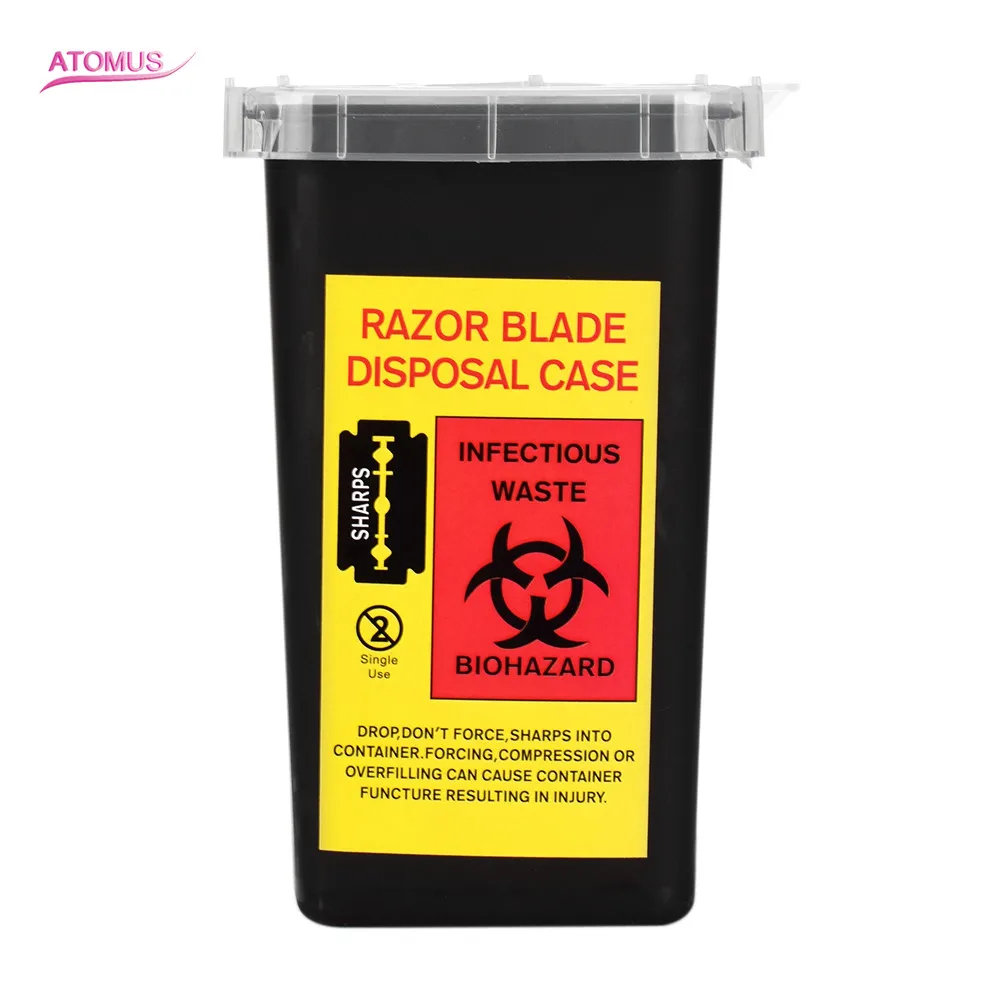 ATOMUS 1pc Tattoo Sharps Container Danger Biohazard Gathering Barrel Supplies Garbage Mini Trash Can For Needles Tools | Красота и