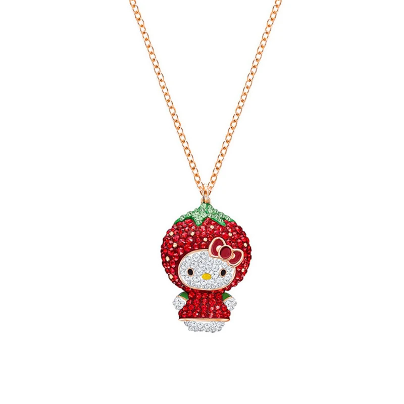 Sanrio Hello Kitty Necklace Silver Color Diamond Shining Bling Women  Clavicle Pendant Chain Elegant Charm Valentine Jewelry Gift - AliExpress