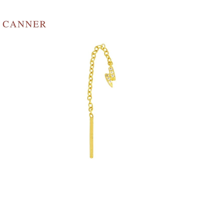 

CANNER Lightning Diamond Chain Stud Earrings 925 Sterling Silver Earrings For Women Silver Jewelry Zircon Earring Brincos