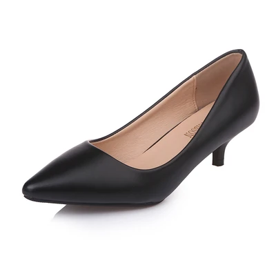 Простые женские туфли на высоком каблуке с закрытым носком офисные туфли-лодочки для вечеринок тонкие туфли больших и маленьких размеров 32,33 42 - Цвет: black 3 cm
