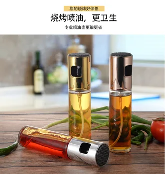 

100ML Leakproof Stainless Steel Olive Oil Sprayer Oil Spray Bottle Kitchen Seasoning Soy Sauce Barbecue Bottle