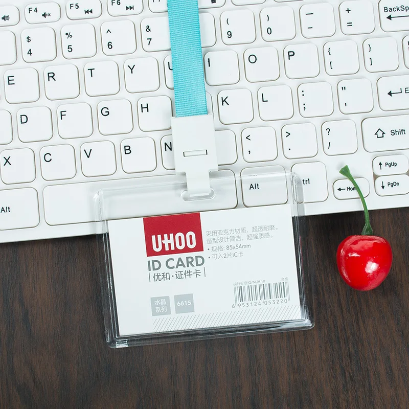 10 шт. Кристалл Большой размер pc выставочные карты Прозрачные ID карты визитная карточка держатель бейдж имя бирка ремешки канцелярские товары оптом - Цвет: style 2-Light blue