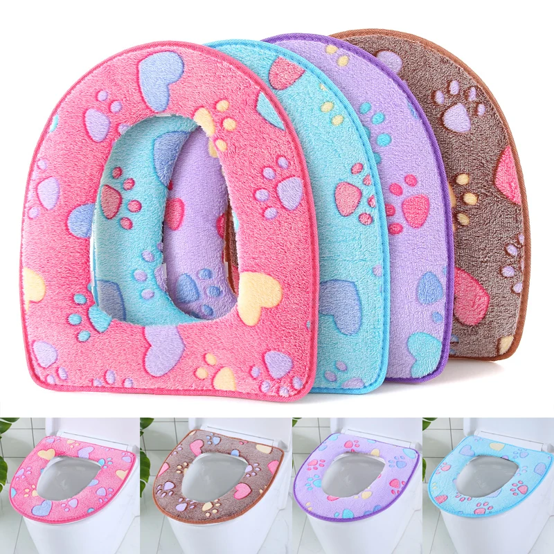 Bathroom Mat Footprint Heart Print Toilet Seat Cushion Lid Cover for Home Decor Waterproof AUG889 | Дом и сад