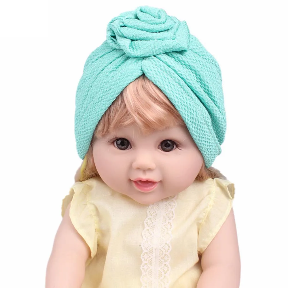  Baby Girls turban hat roses  hats Boho Hat Beanie Scarf Turban Head Wrap Cap newborn photography props knit cap beard