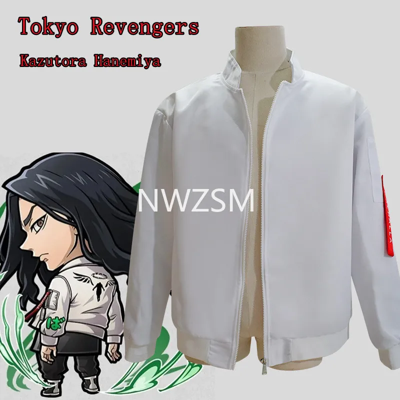 

Kazutora Hanemiya Cosplay Anime Tokyo Revengers Costumes White Coat Valhalla Uniform Baseball Coat Mikey Draken Halloween
